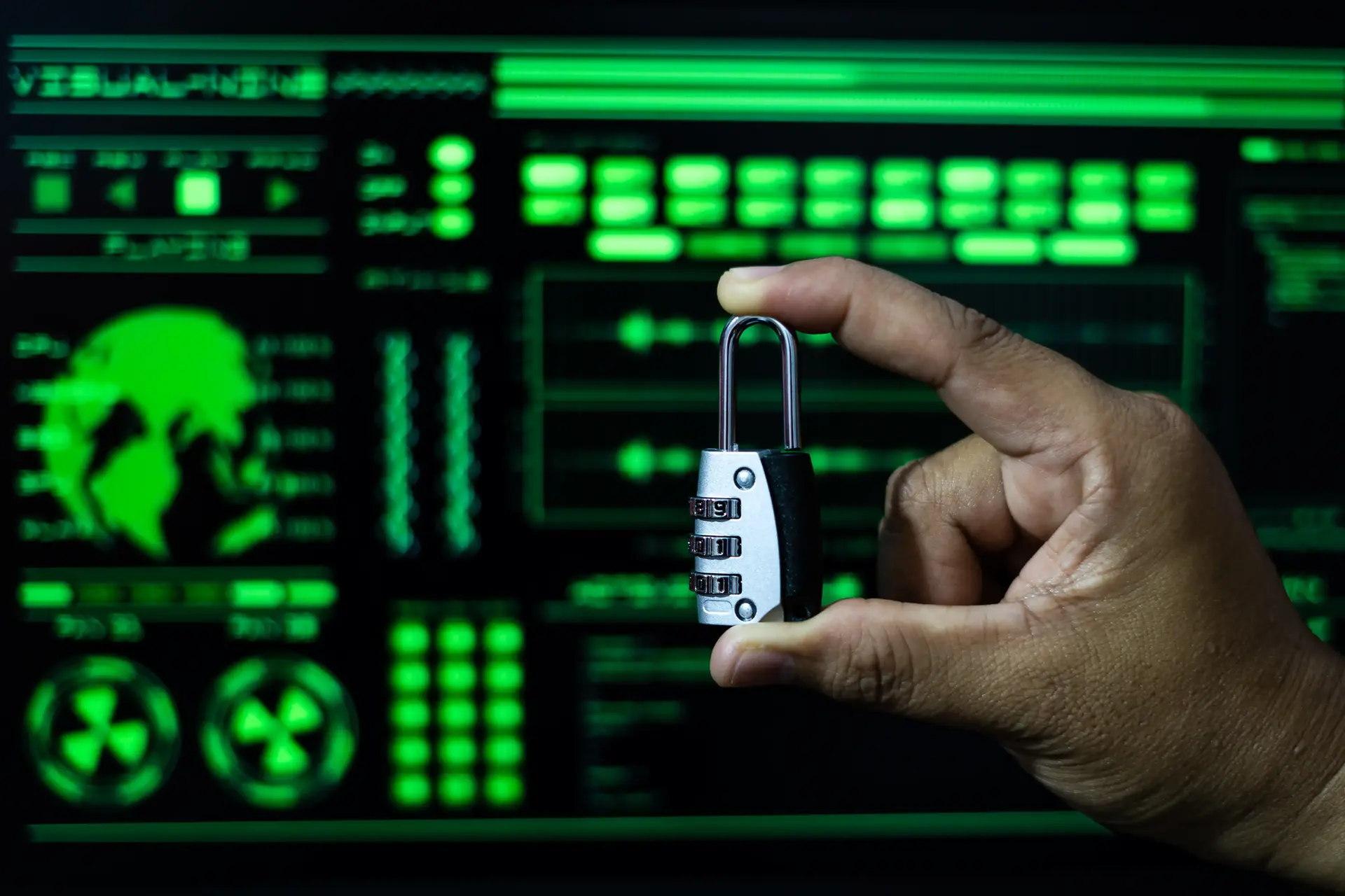 Cyber security concept hand with a padlock on th 2025 01 07 06 49 22 utc