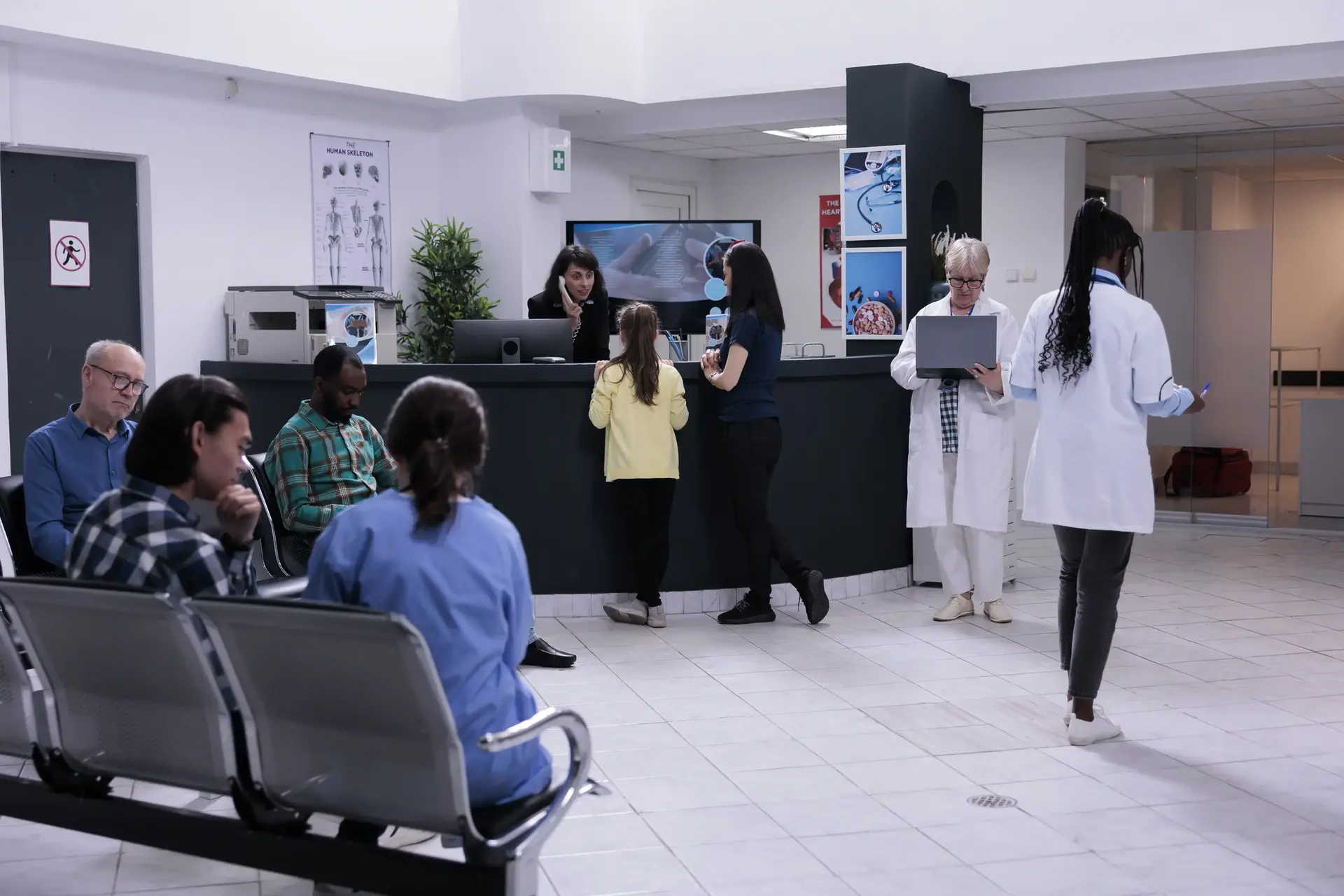 Front desk receptionist talking with young girl pa 2025 02 19 08 17 14 utc