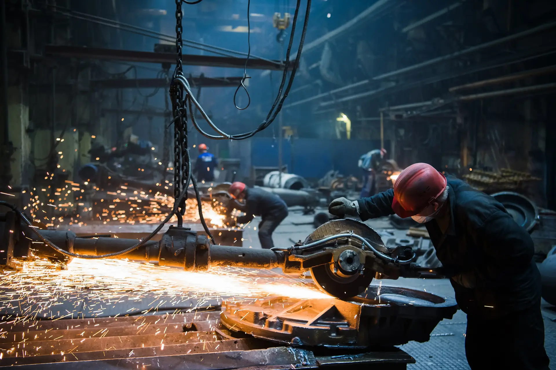 Welder used grinding stone on steel in factory wit 2024 11 03 00 46 47 utc